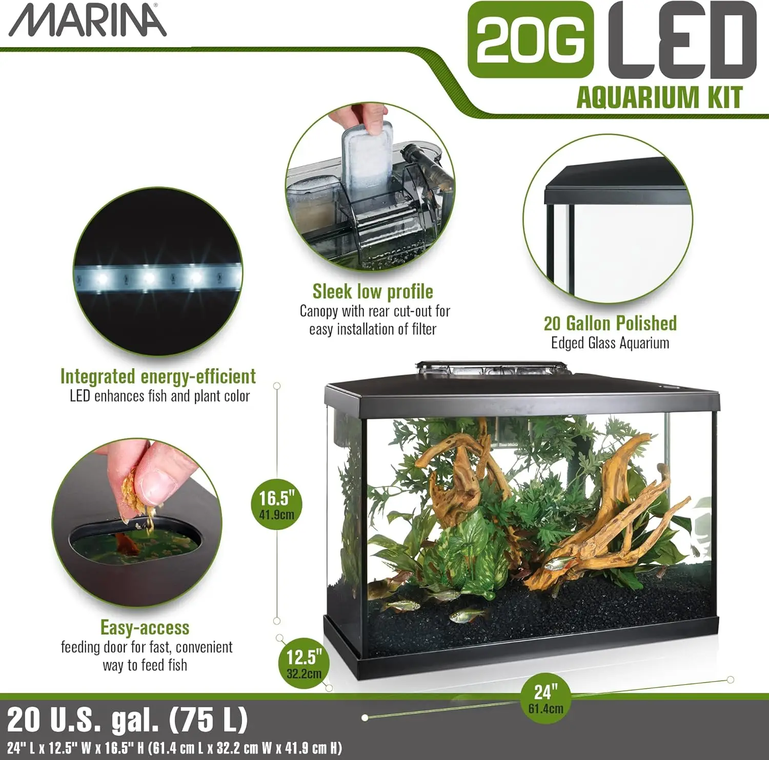 Acuario Marina Led 20 g Kit 75L. (61,4X32,2X41.9 cm) - Image 3