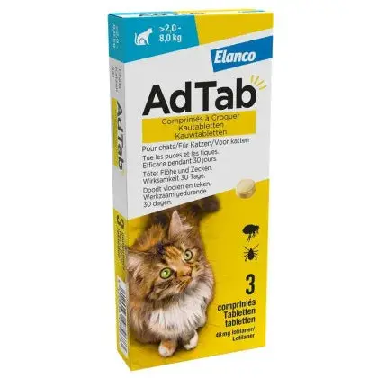 AdTab Comprimido Masticable Antiparasitario para Gatos - 3 uds (>2-8 kg)