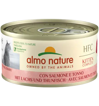 Almo Nature Cat Hfc Lata 70 g Complete Kitten Salmón y Atún