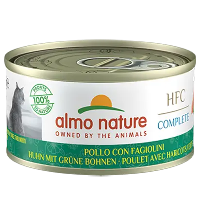 Almo Nature Cat Hfc Lata 70 g Complete Pollo con Judías Verdes