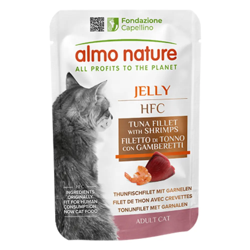 Almo Nature Cat Hfc Pouche 55 g Filete de Atún y Langostinos