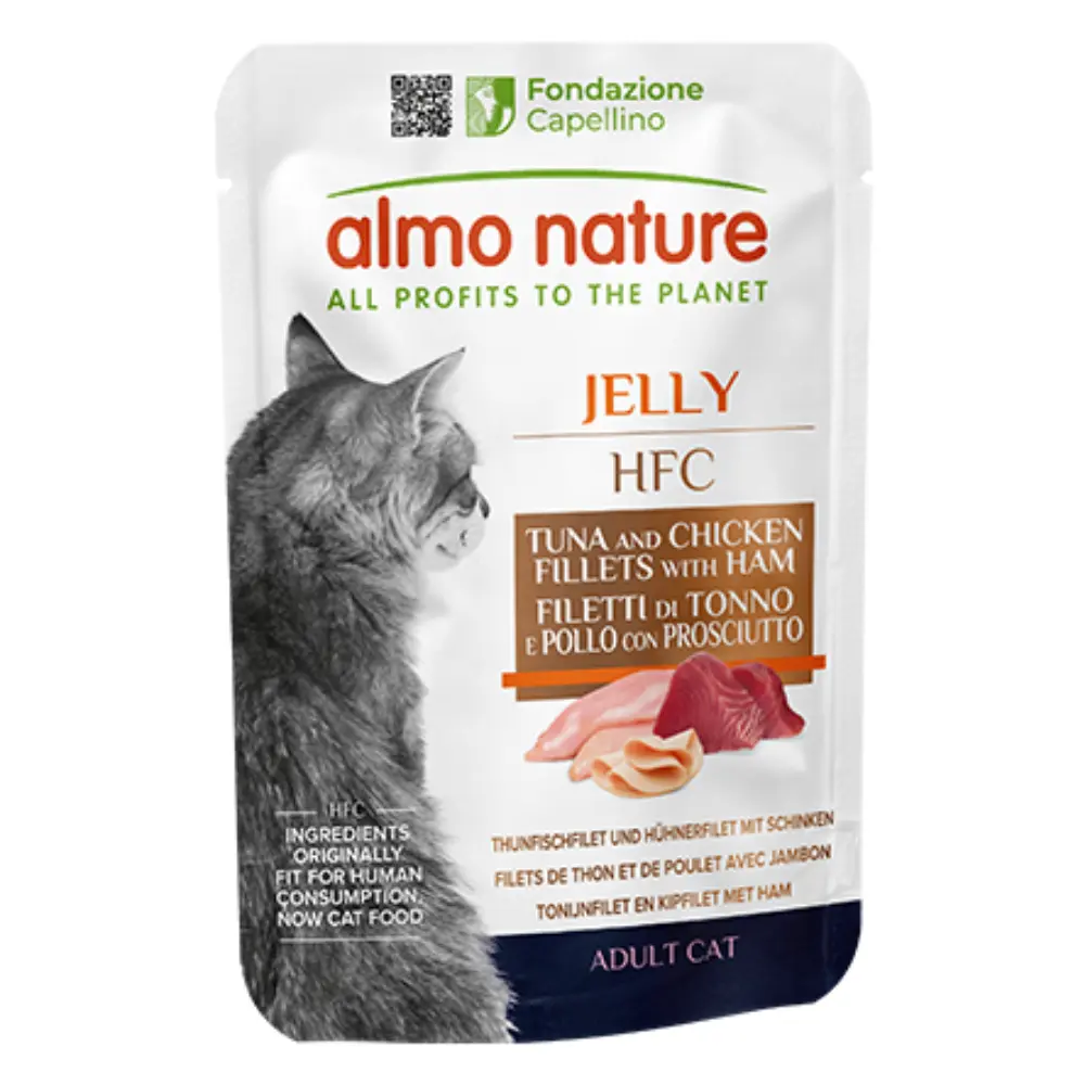 Almo Nature Cat Hfc Pouche Jelly 55 g Atún, Pollo y Jamón