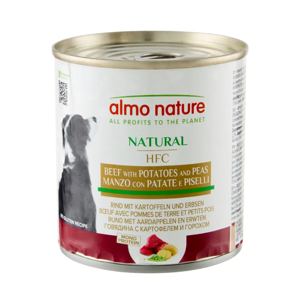 Almo Nature Dog húmedo Hfc 290 g Vacuno,Patatas y Guisantes