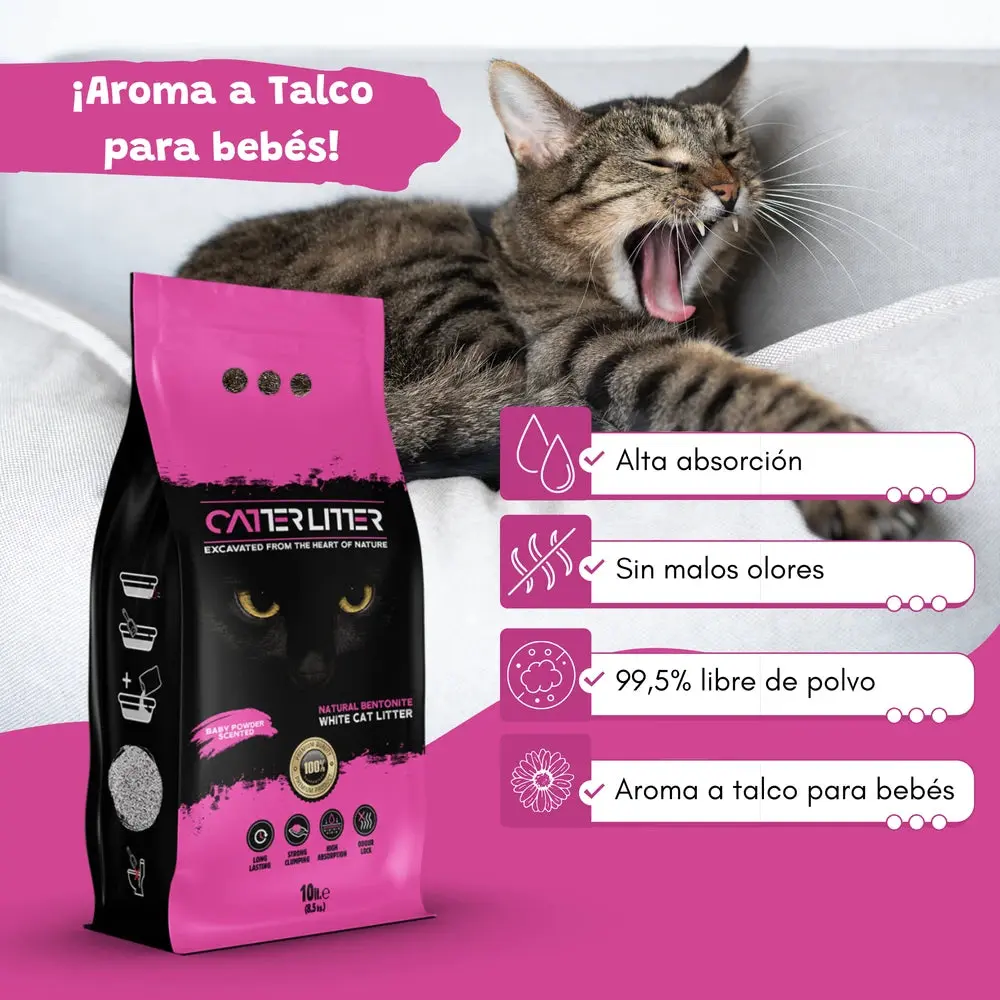 Arena Aglomerante para Gatos Baby Polvos de Talco 10L Catter Litter - Image 2