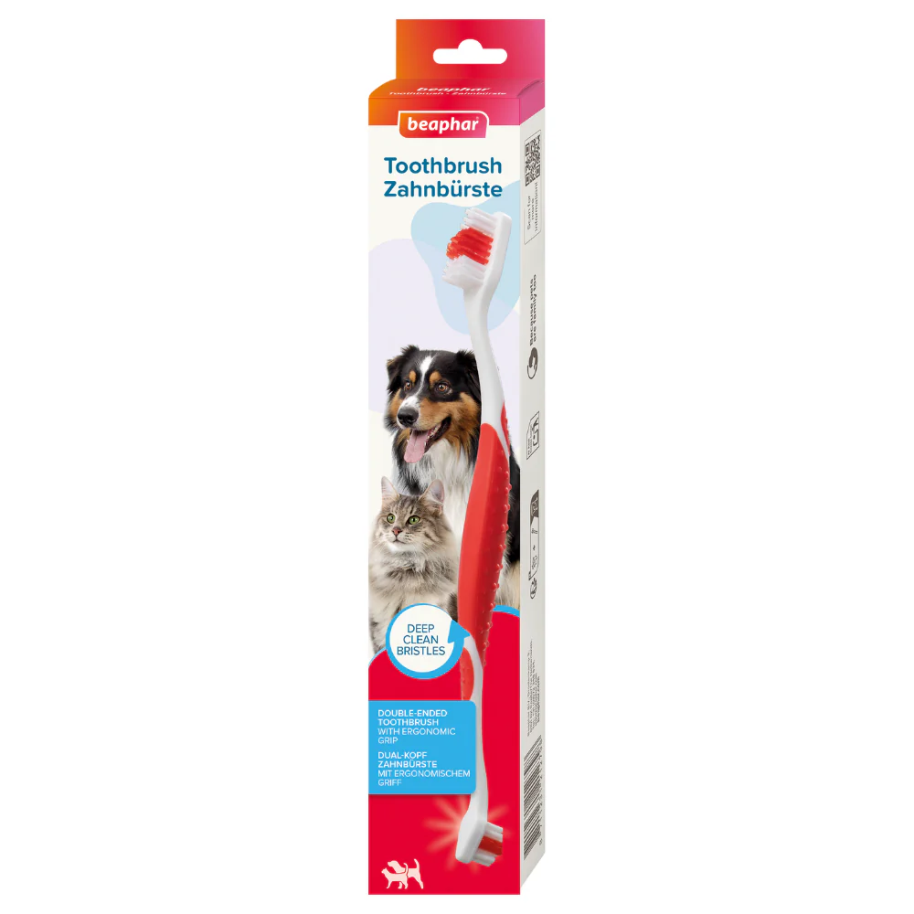 Beaphar Cepillo de Dientes Doble Cabezal para Perros y Gatos de Todos los Tamaños