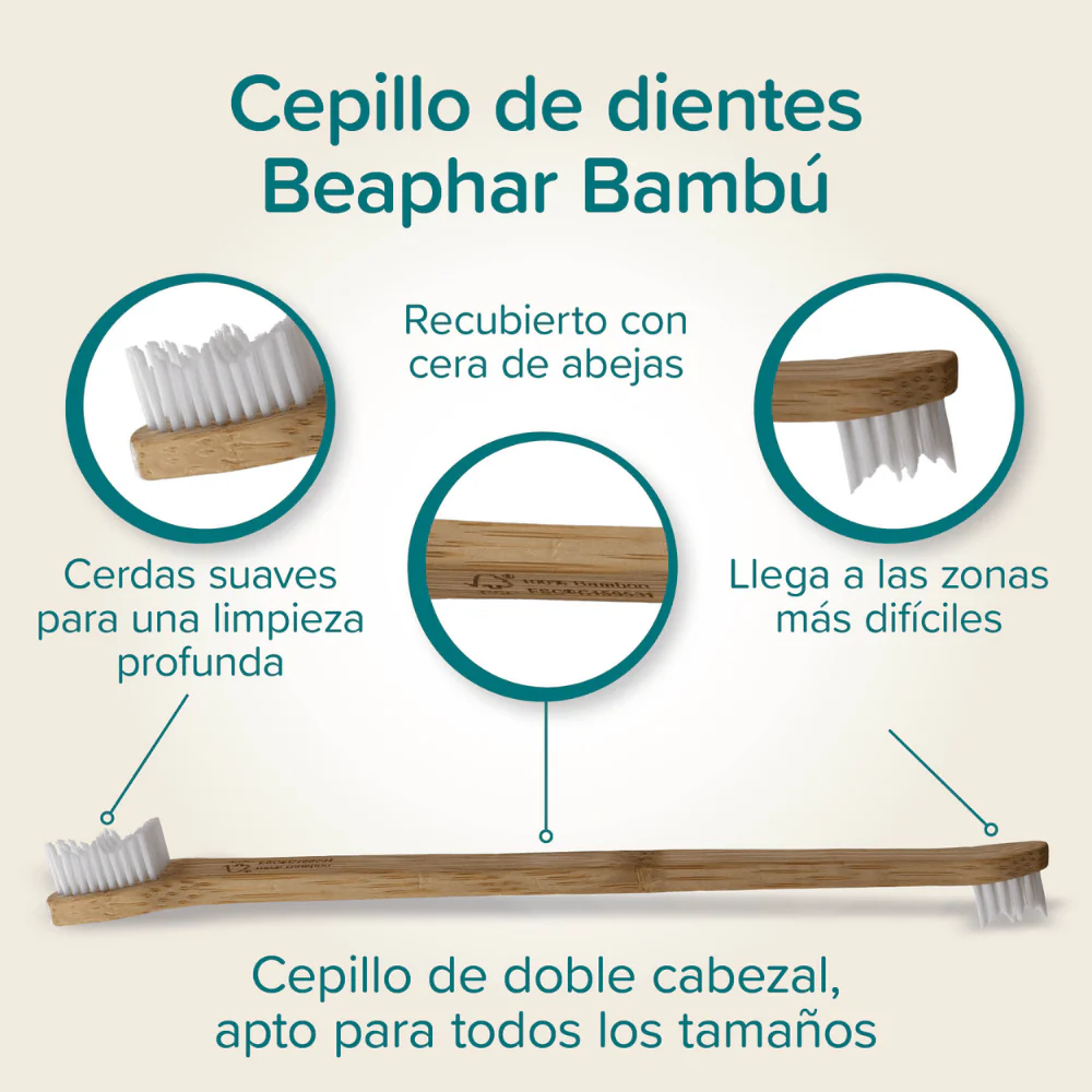 Beaphar Cepillo de Dientes Ecológico de Bambú con Doble Cabezal para Perros y Gatos - Image 3