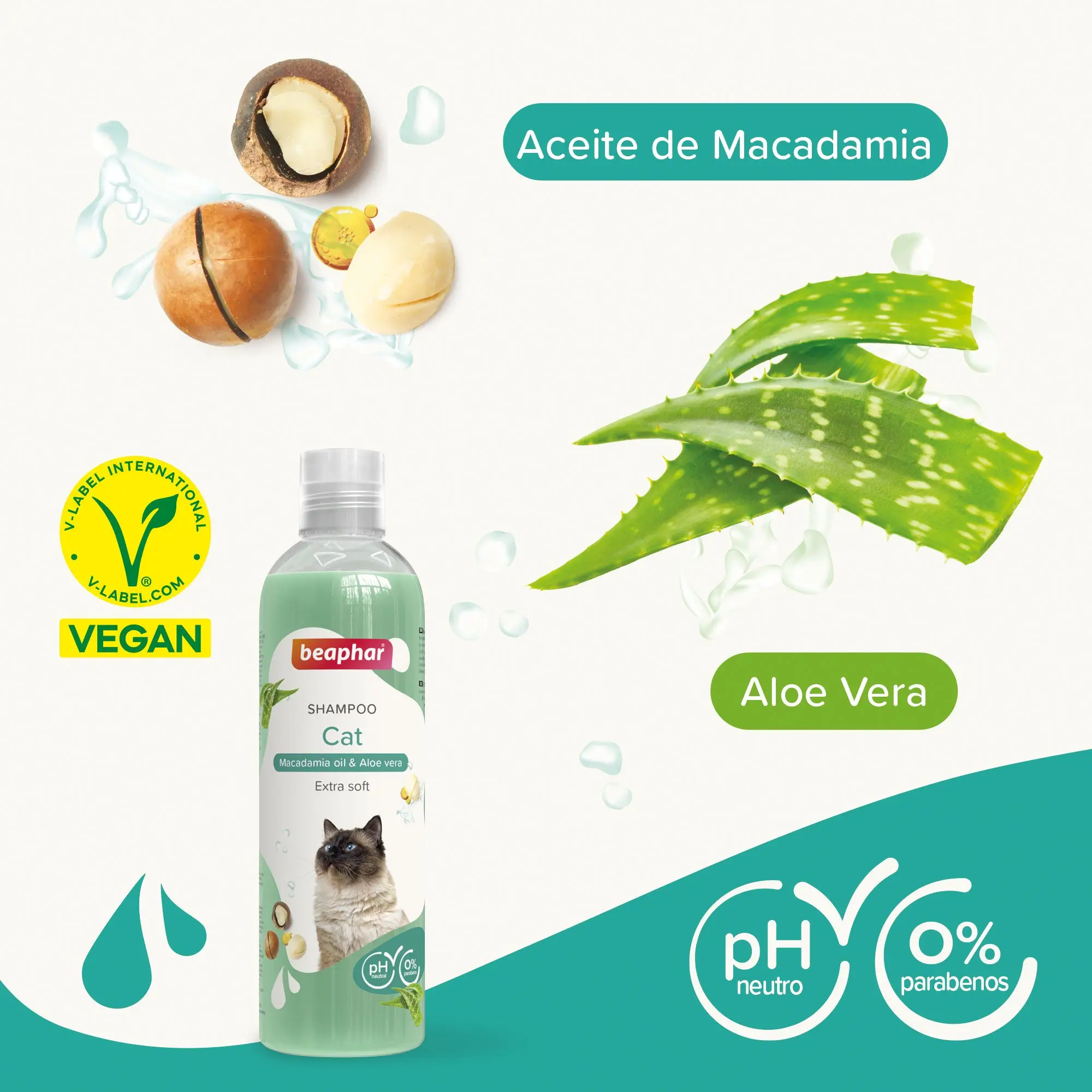 Beaphar Champú Extra Suave para Gatos con Aceite de Macadamia y Aloe Vera - 250 ml - Image 2
