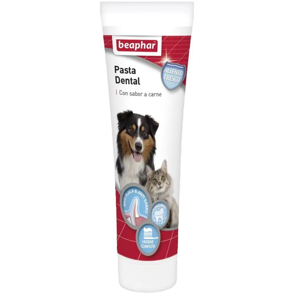Beaphar Pasta Dentífrica con Sabor a Carne para Perros y Gatos 100 g