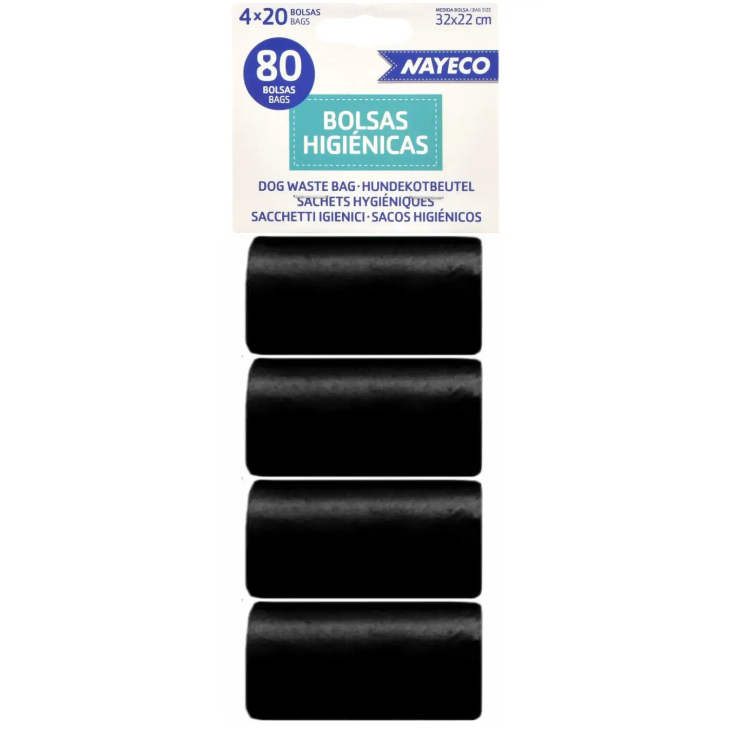 Bolsas Higiénicas 4 Rollos de 20 Bolsas Negro