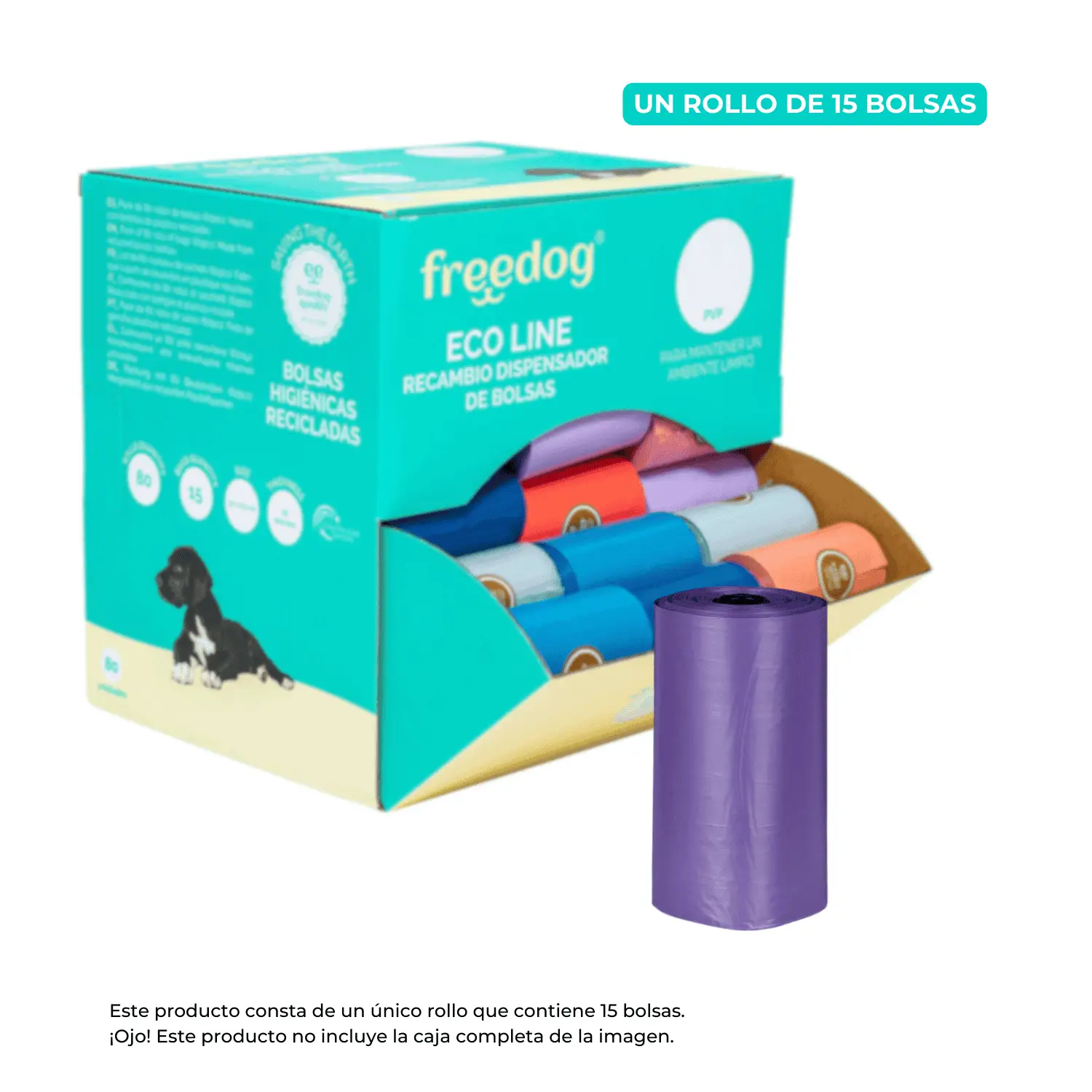 Bolsas Higiénicas Recicladas para Recoger Excremento de Perros 1 Rollo x 15 bolsas