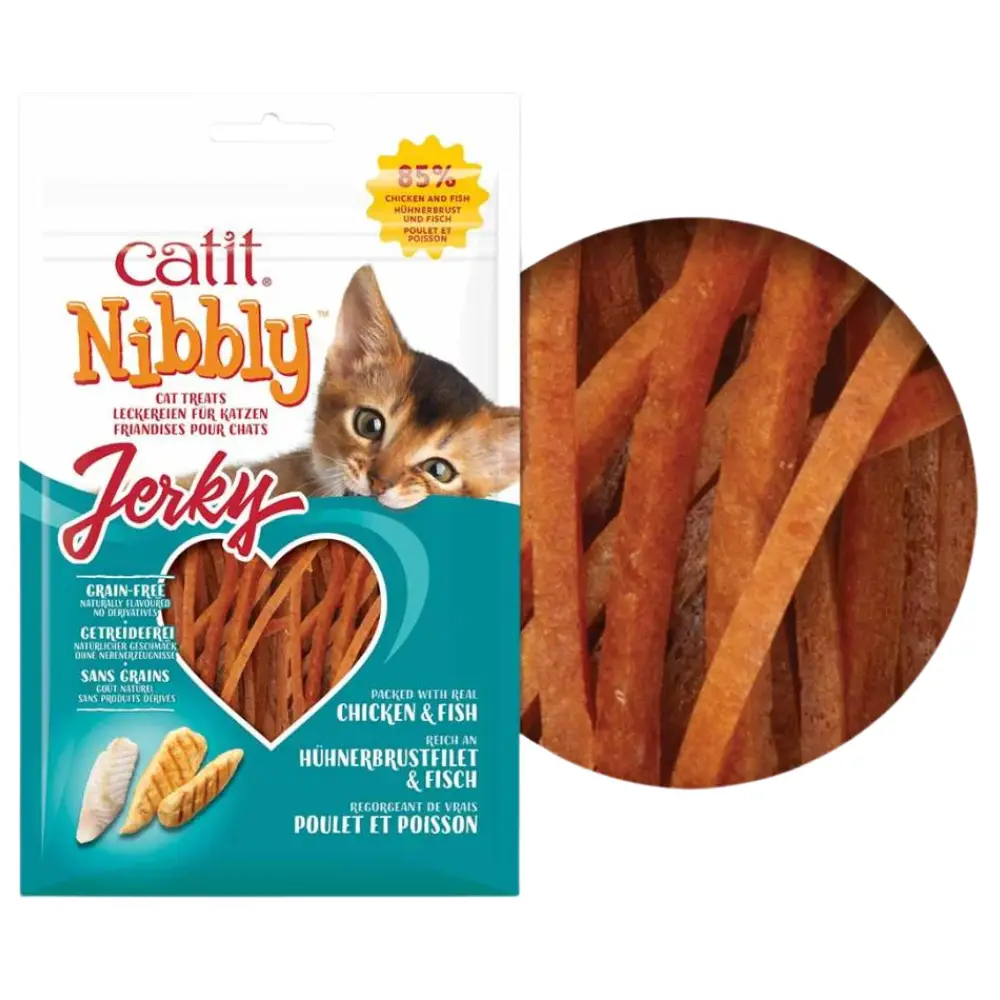 Catit Snack Nibbly Jerky Pollo y Pescado Gatos 30 g