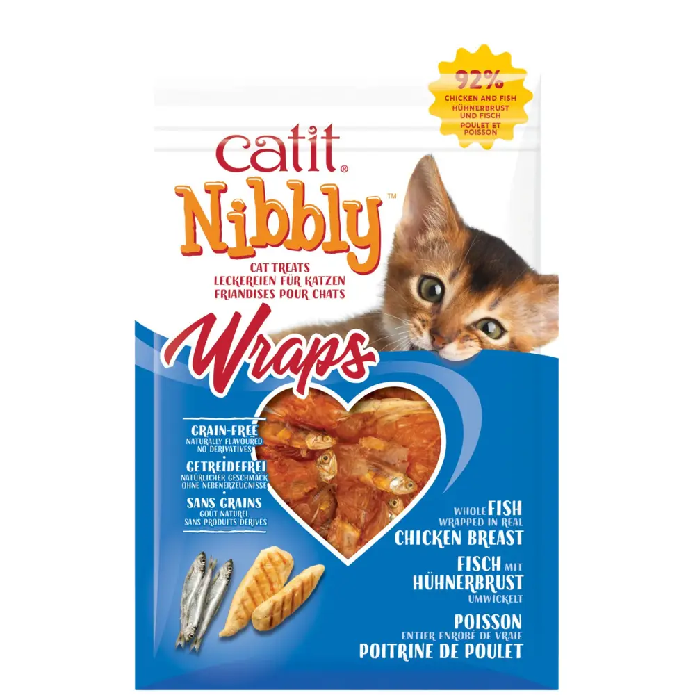 Catit Snack Nibbly Wraps Pollo y Pescado Gatos 30 g