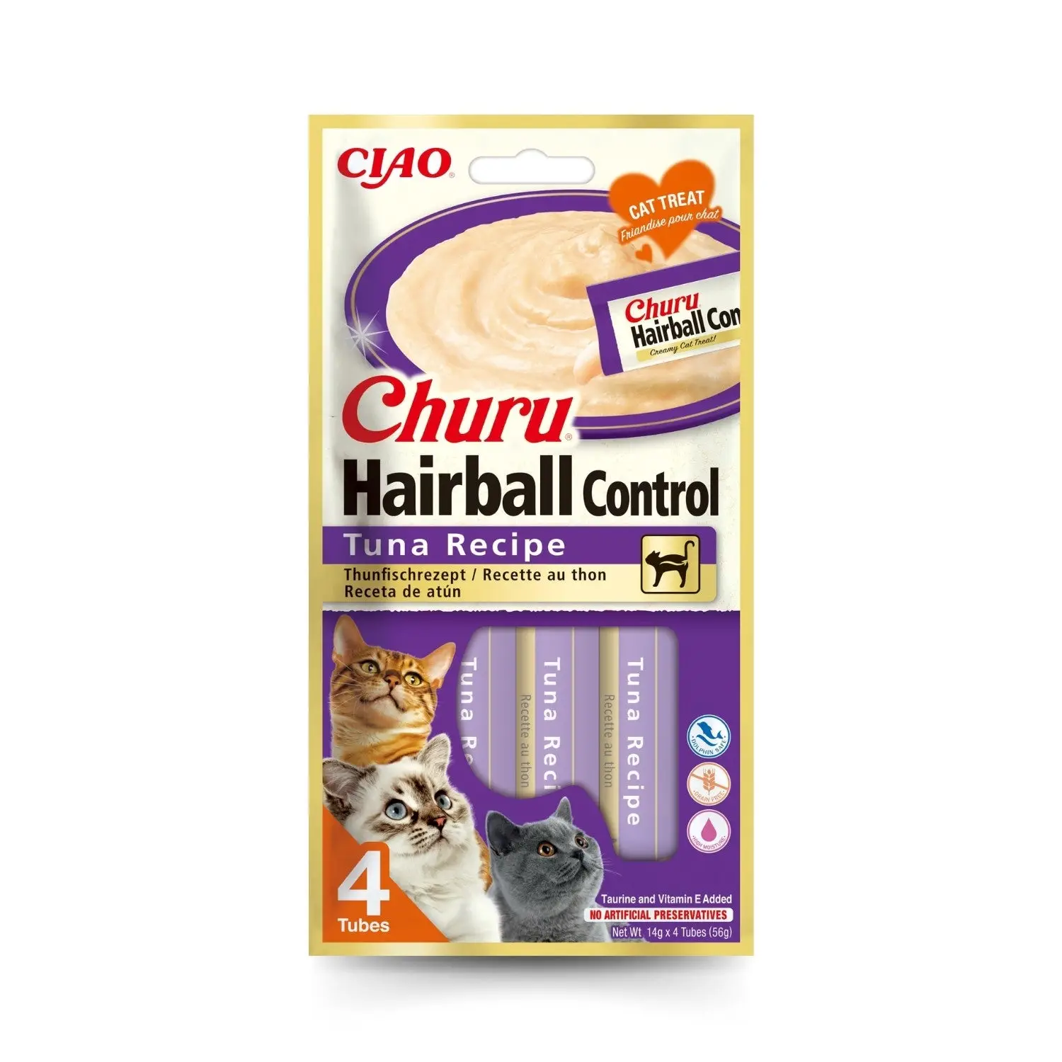 Churu CAT Hairball Pack 4x14 g | Snack Líquido Control Bolas de Pelo para Gatos - Image 2
