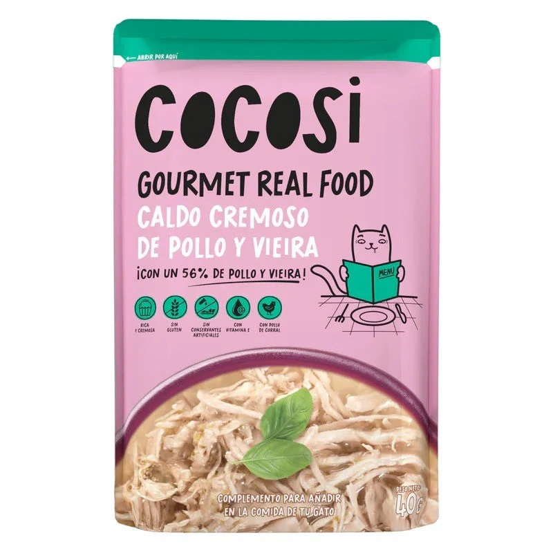 Cocosi Caldo Cremoso Pollo y Vieira para Gatos
