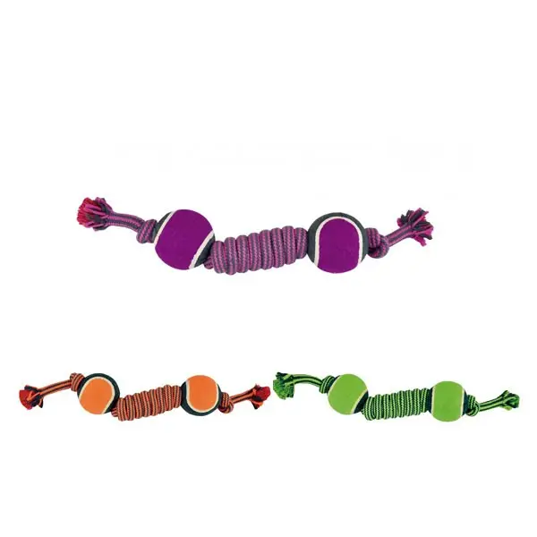 Cuerda Nudo con 2 Pelotas Tenis Bicolor 38 cm-230 g