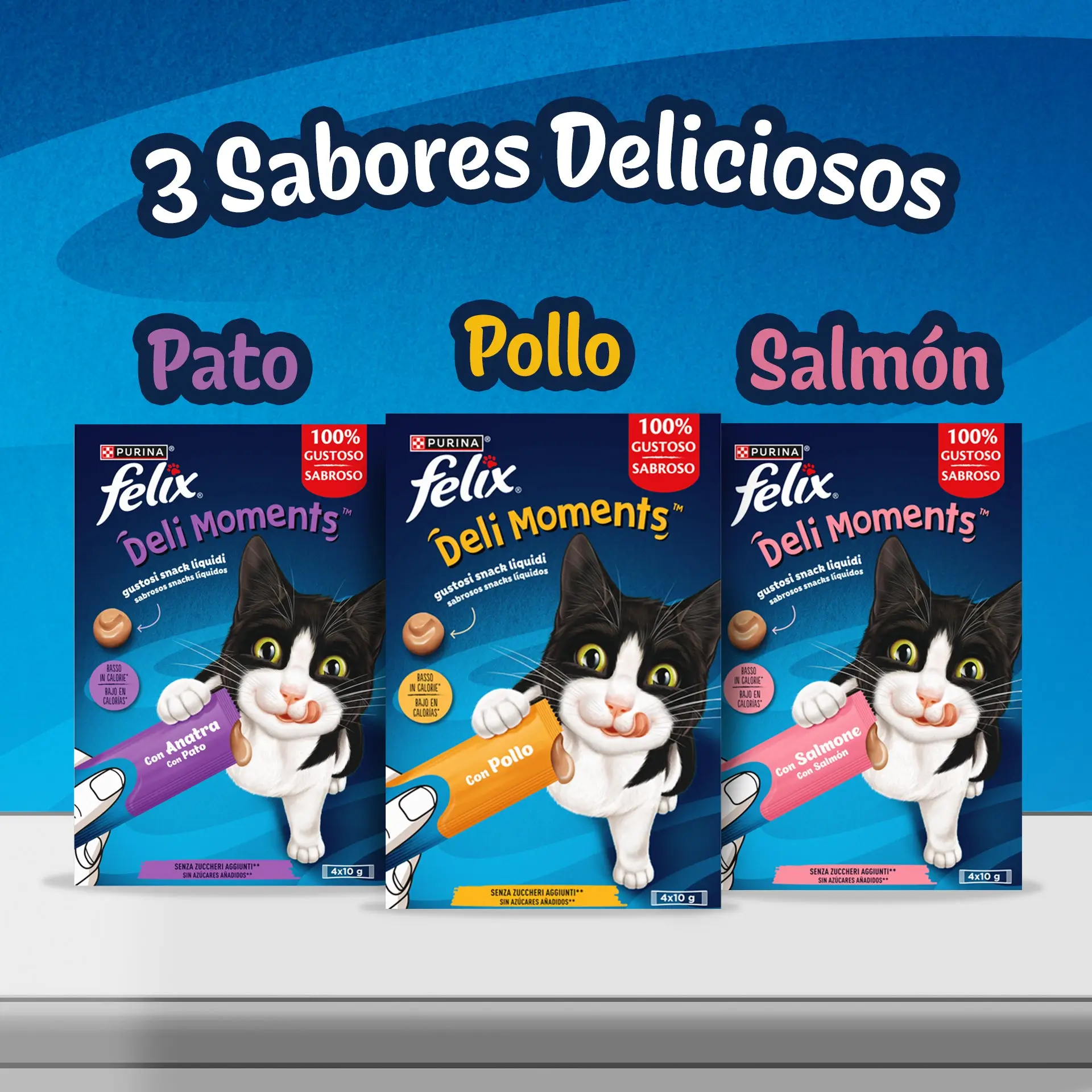 Felix Deli Moments Snack Líquido para Gatos (Pollo, Pato o Salmón) Pack 4x10 g - Image 7