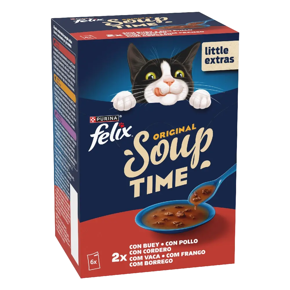Felix Soup Time Original Sopa Carne Comida Húmeda para Gatos