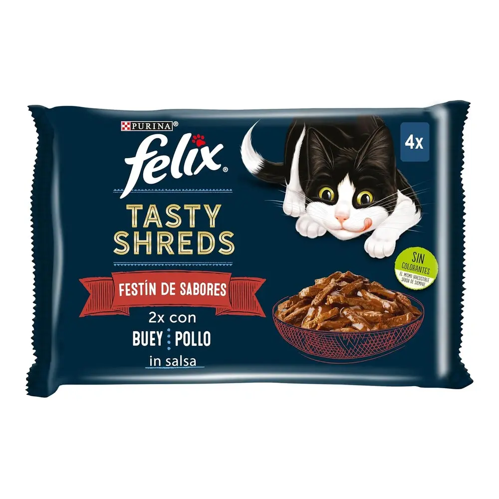 Felix Tasty Shreds Carnes Pack 4x80 g Húmeda para Gatos