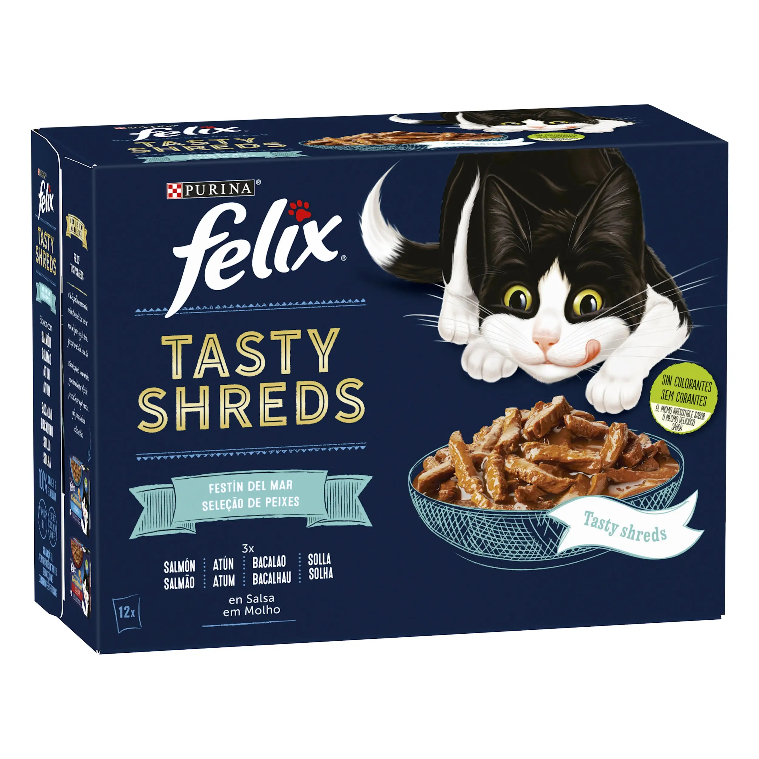 Felix Tasty Shreds Pescados Pack Ahorro Comida Húmeda para Gatos