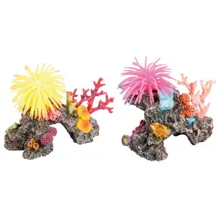 Flamingo Adorno Acuario Arrecife con Anemona 14X8X11 cm