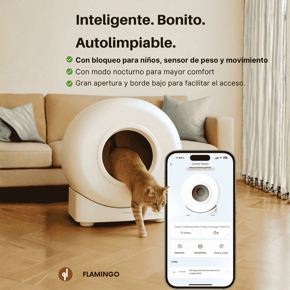 Flamingo Arenero Autolimpiable Atlas para Gatos | Automático y con APP - Image 4