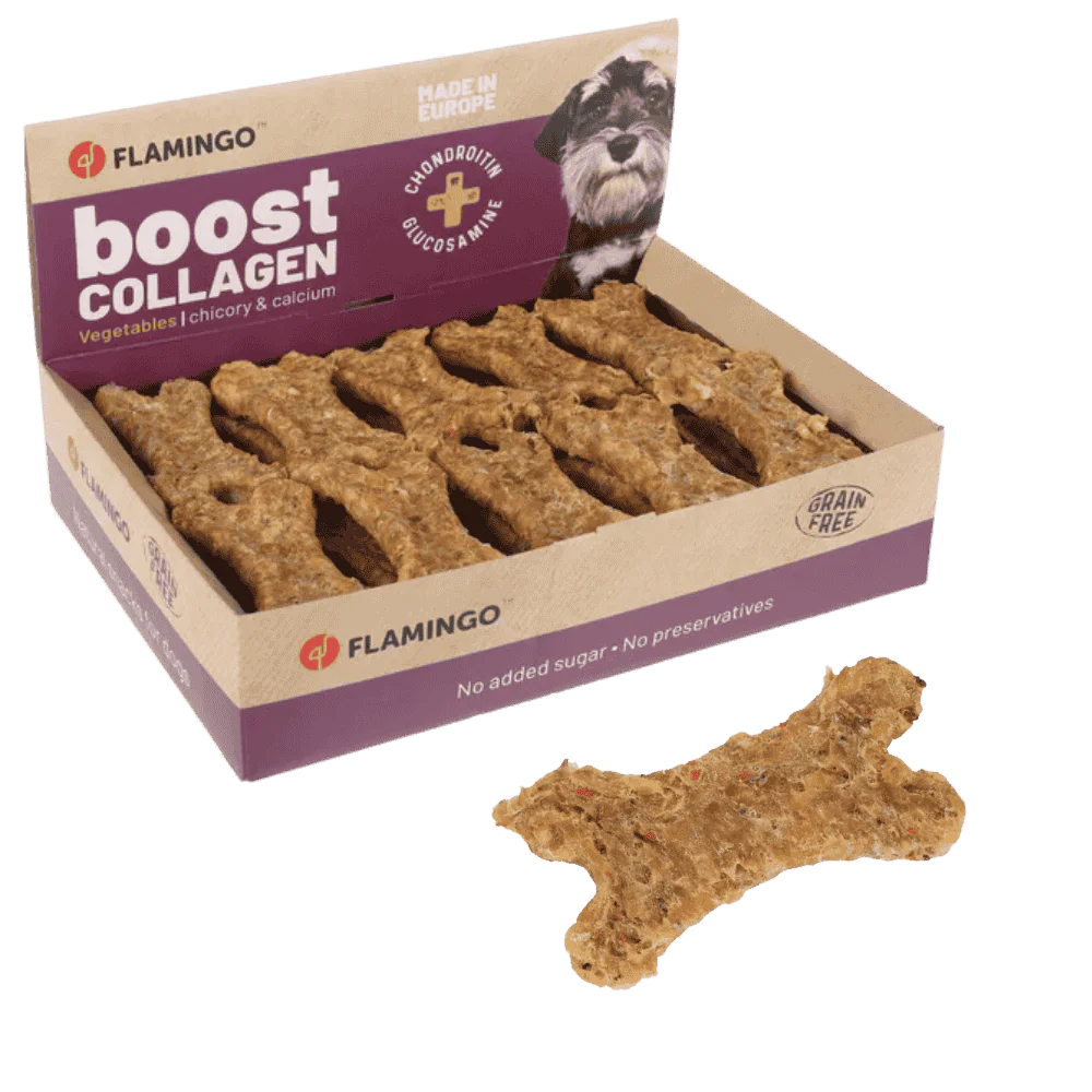 Flamingo Boost Huesito con Verduras y Colágeno 1 ud Snack para Perros