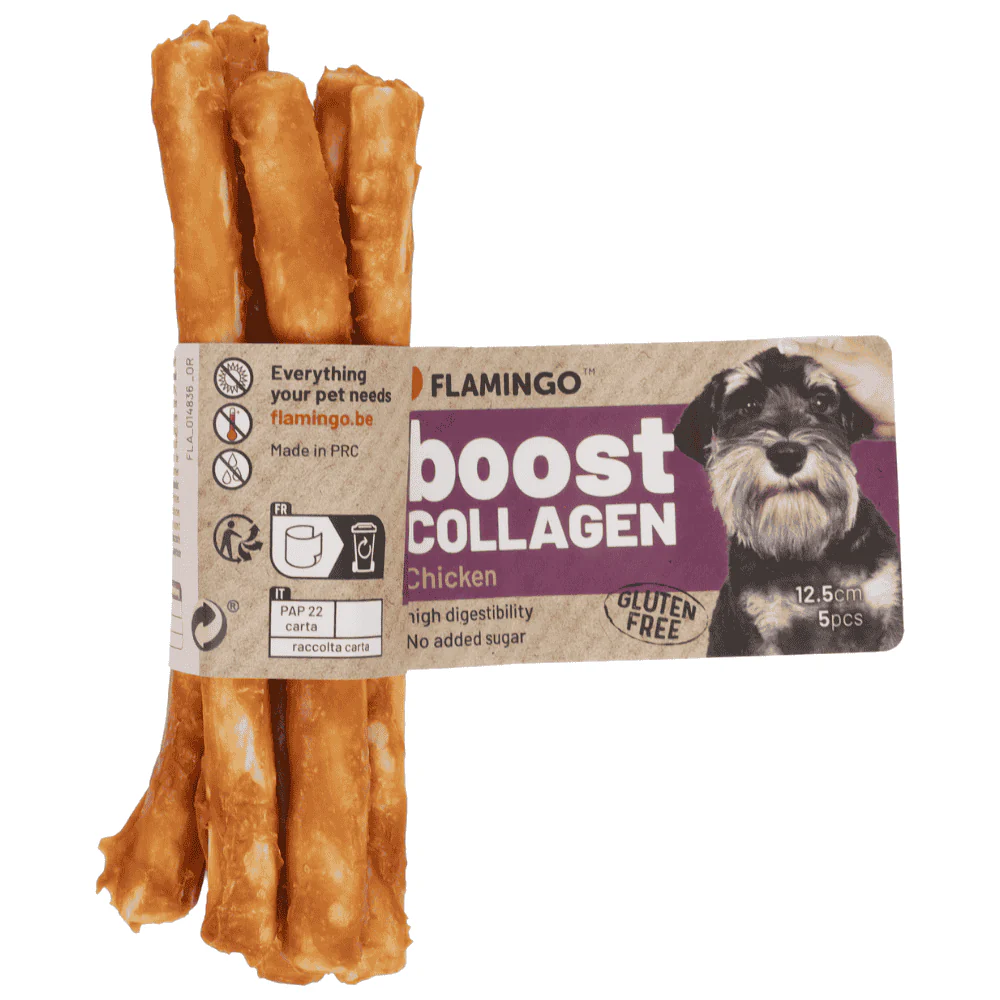 Flamingo Boost Palitos con Pollo y Colágeno Snack Natural para Perros
