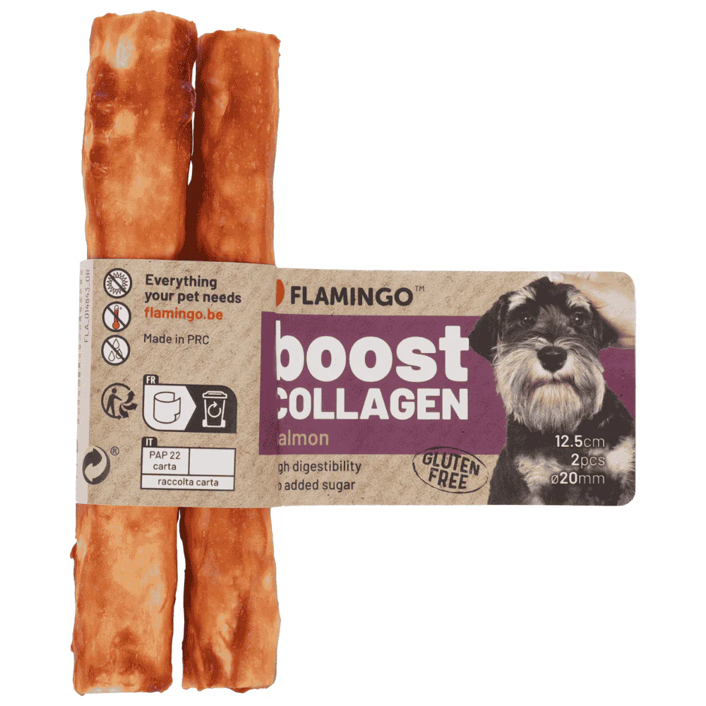 Flamingo Boost Palitos con Salmón y Colágeno Snack Natural para Perros