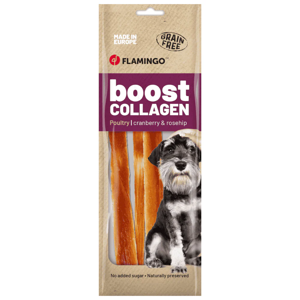 Flamingo Boost Tiras con Pollo y Colágeno Snack Natural para Perros - Image 2