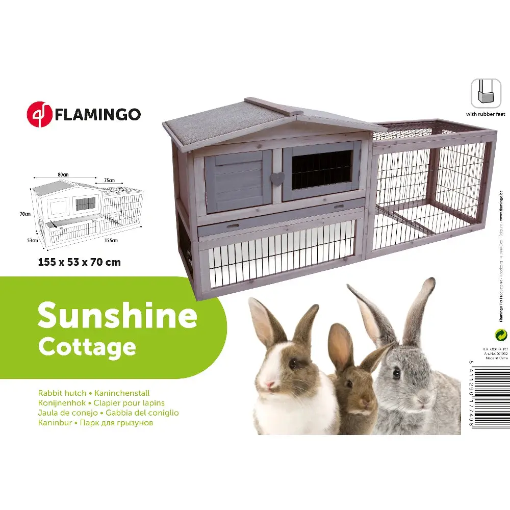Flamingo Caseta para Conejo Sunshine Cottage 155x53x70cm - Image 3