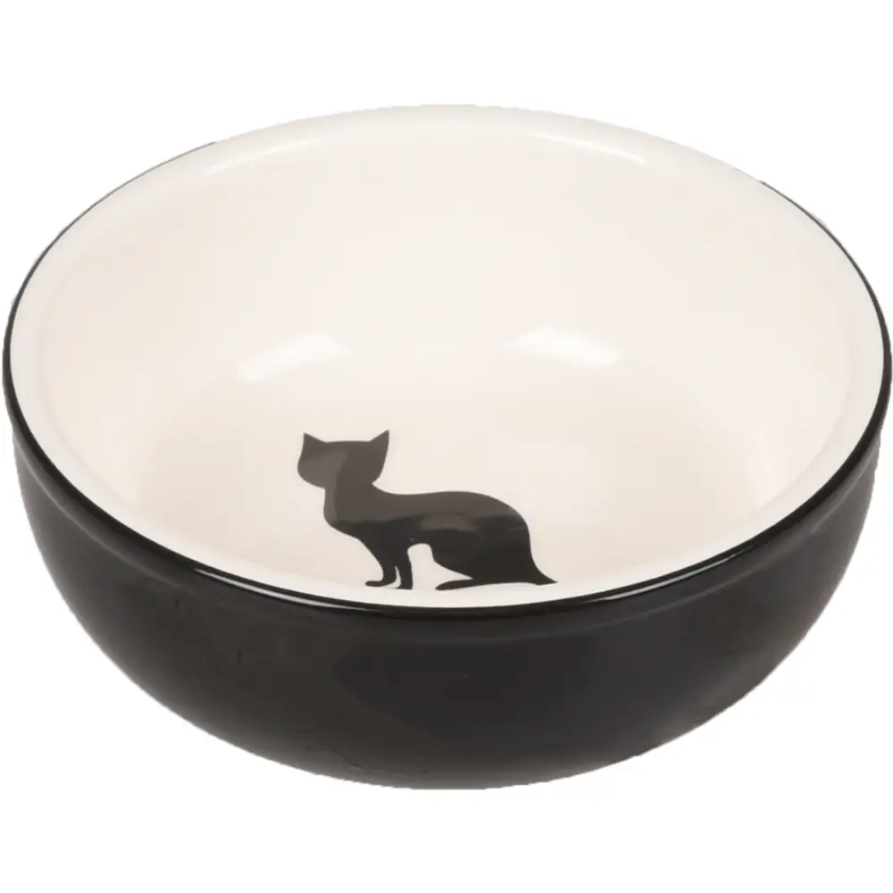 Flamingo Comedero Ceramica Gato Blanco y Negro 13 cm