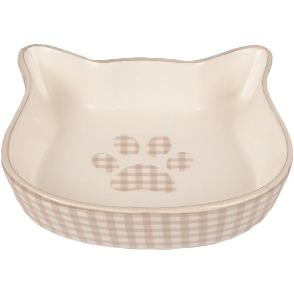 Flamingo Comedero Ceramica Gato Mylo Beige-Blanco 220 ml 12,5 cm