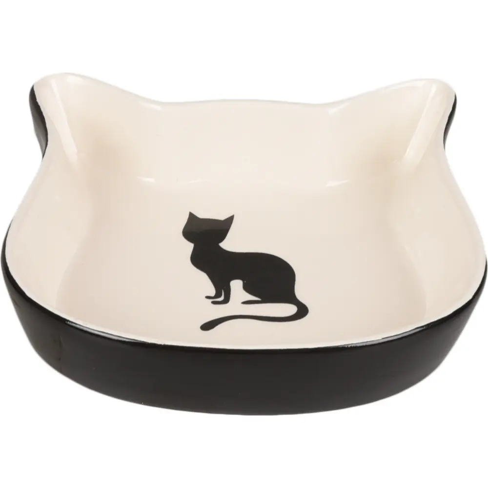 Flamingo Comedero Ceramica Gato Nala Negro-Blanco 220 ml 12,5 cm