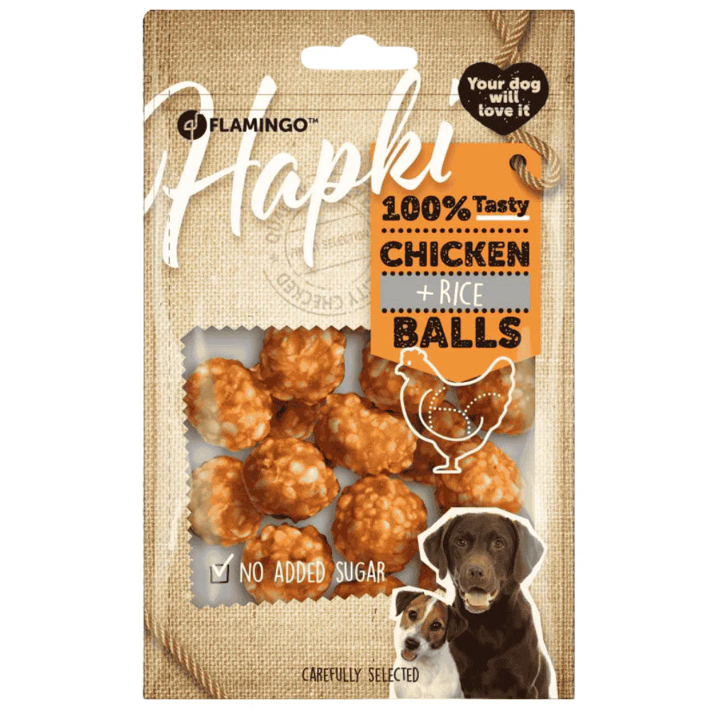 Flamingo Hapki Bolas de Pollo y Arroz Snack para Perros