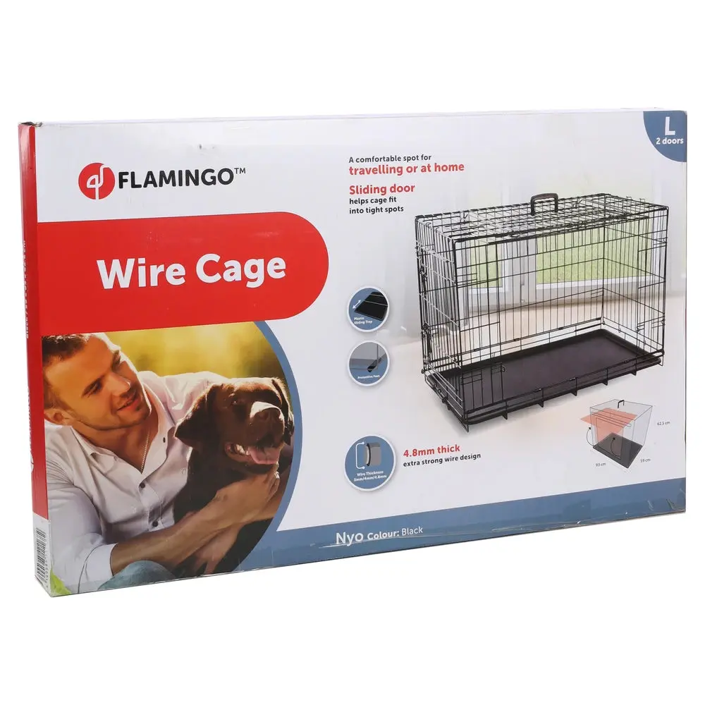 Flamingo Jaula de Alambre Nyo Negra con Puerta Corredera para Perros - Image 2