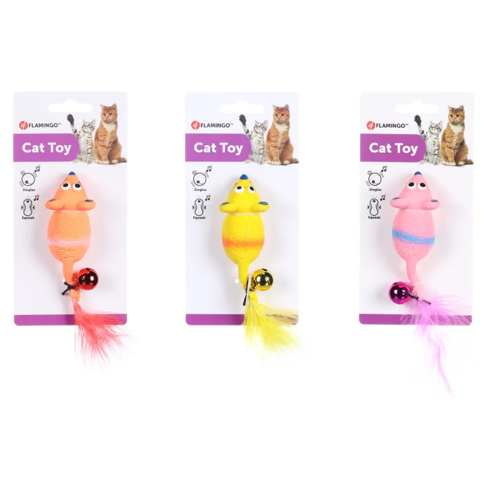Flamingo Juguete Gato Raton Latex con Cascabel - Image 3