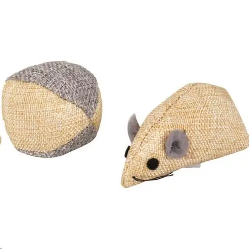 Flamingo Juguete Gato Raton y Pelota Beige 7.8 cm