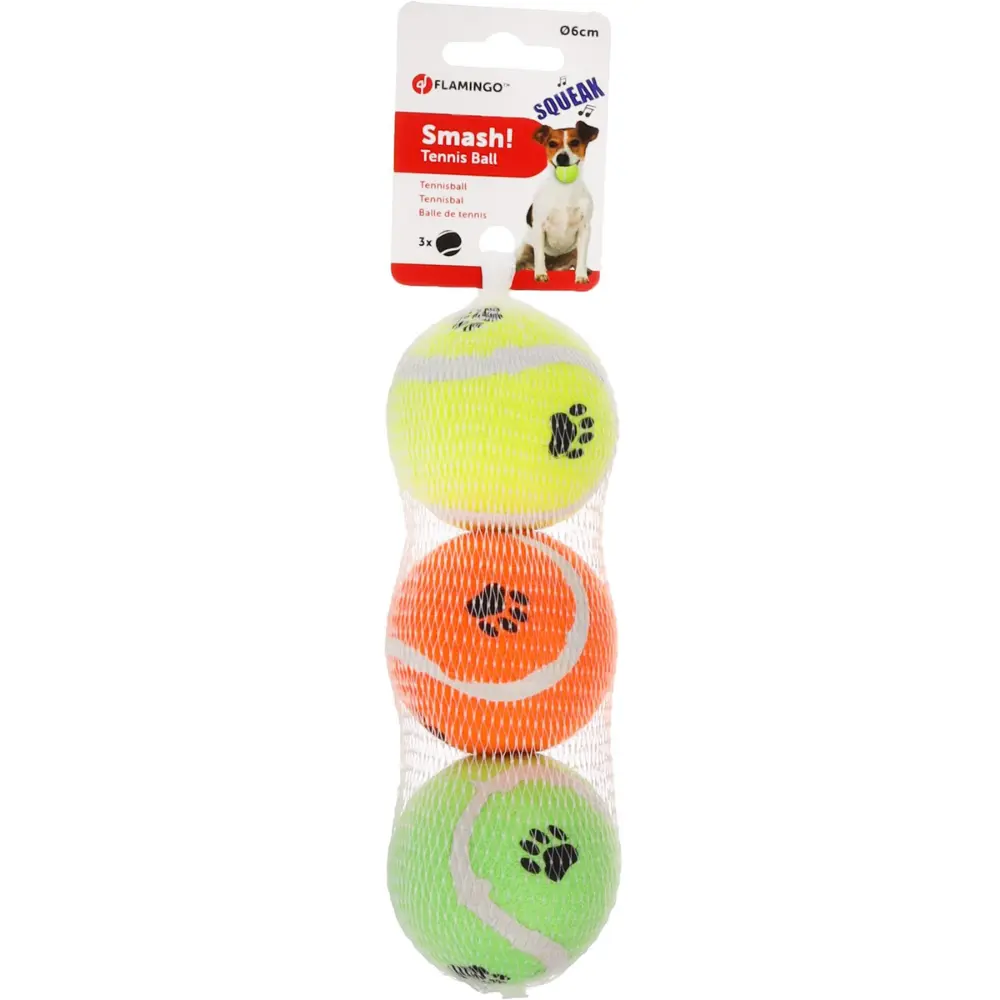 Flamingo Juguete Perro Pelota Tenis Surtido con Sonido 6,5 cm 3Pzas - Image 2