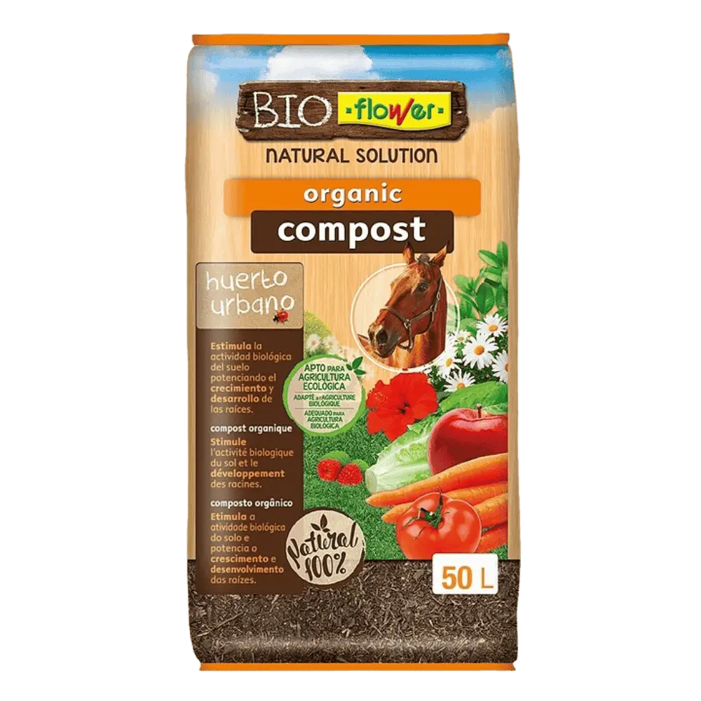 Flower Compost Orgánico 50L Estiércol Natural de Caballo