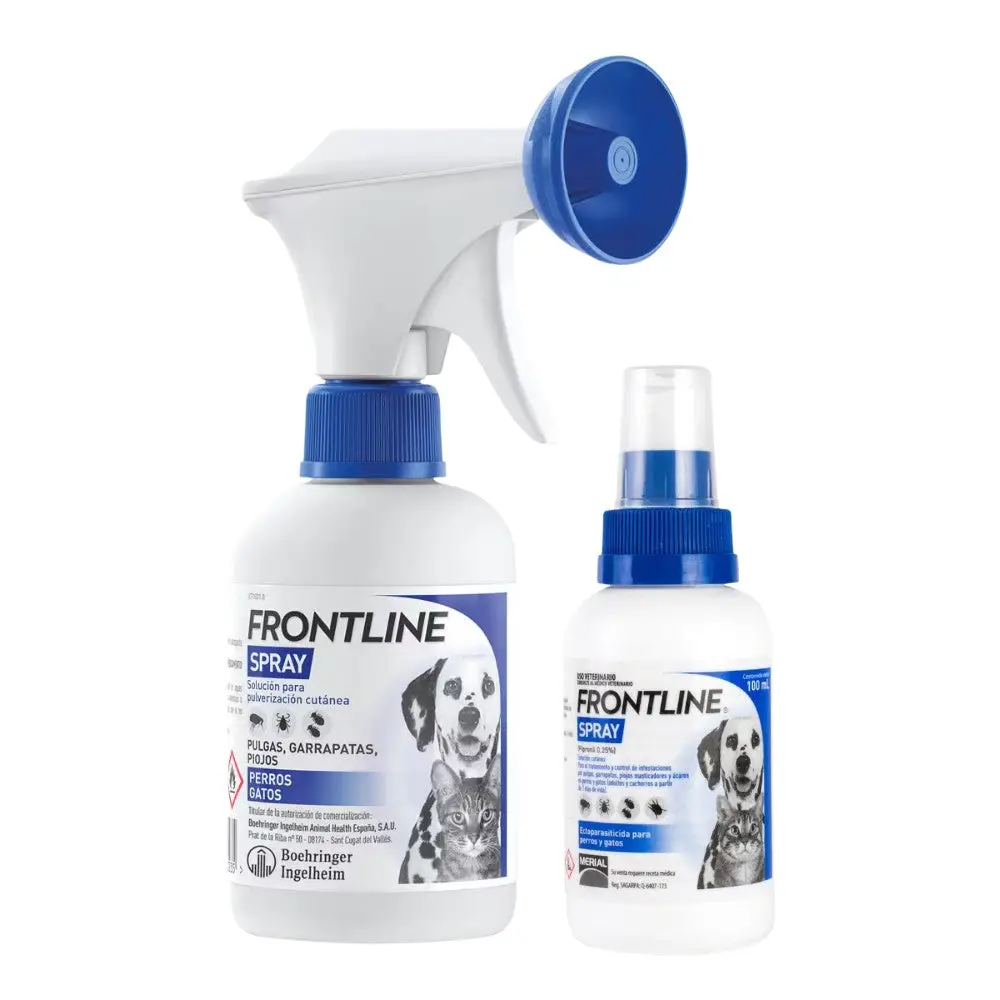 Frontline Spray Antiparasitario para Perros y Gatos | Elimina Pulgas, Garrapatas y Piojos