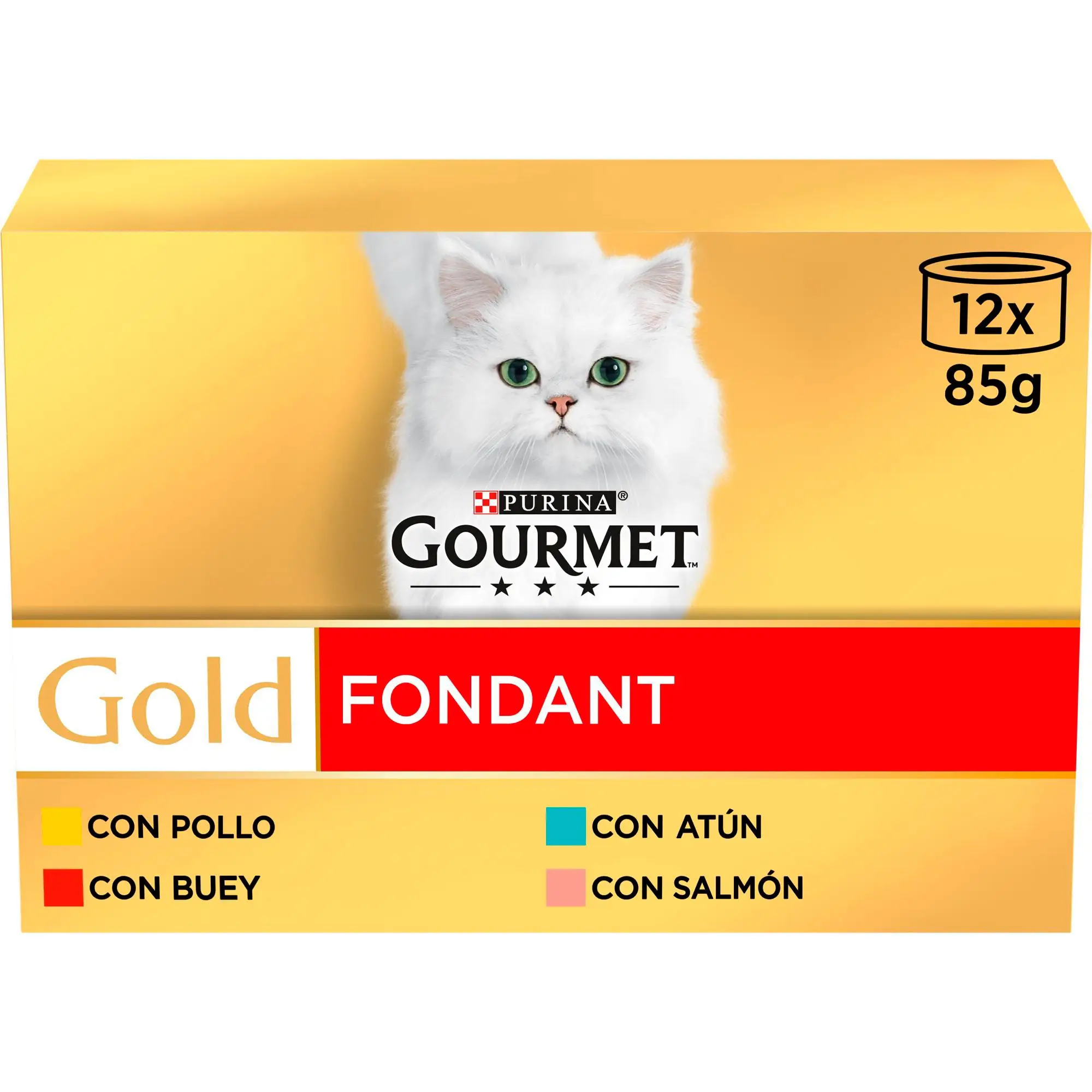 Gourmet Gold Fondant Pollo, Buey, Atún y Salmón Pack 12x85 g