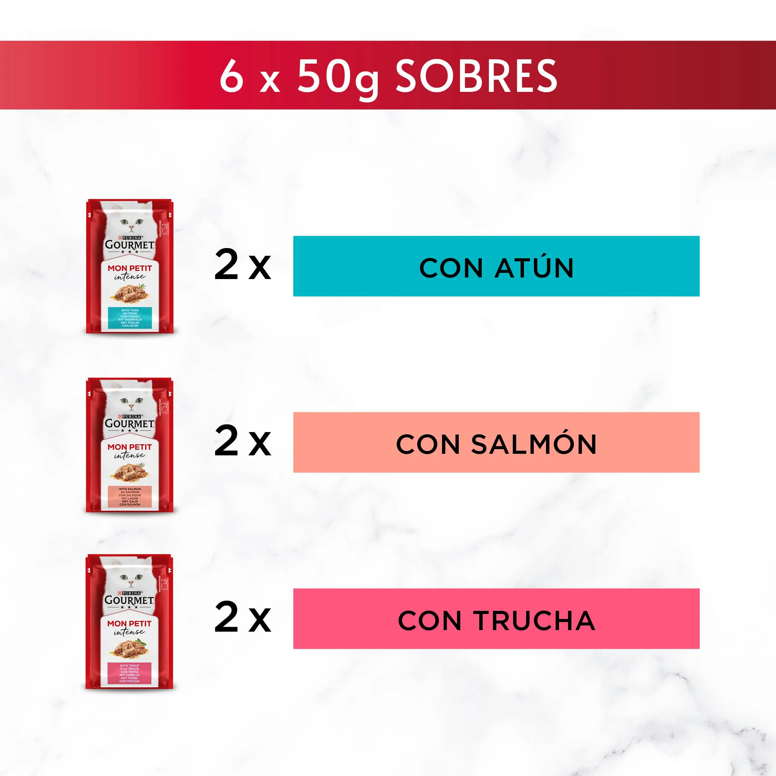 Gourmet Mon Petit Atún, Salmón y Trucha Pack 6x50 g - Image 5