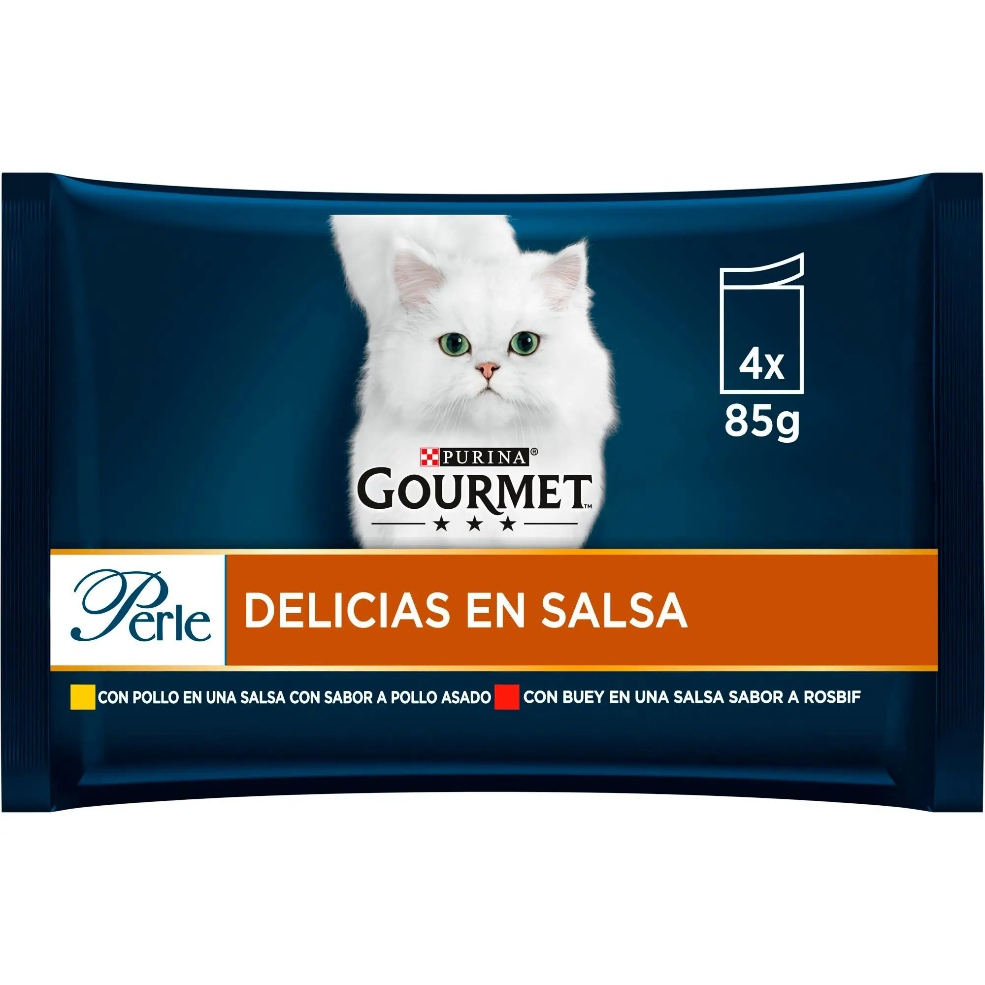 Gourmet Perle Delicias En Salsa Pollo Buey Pack 4x85 g