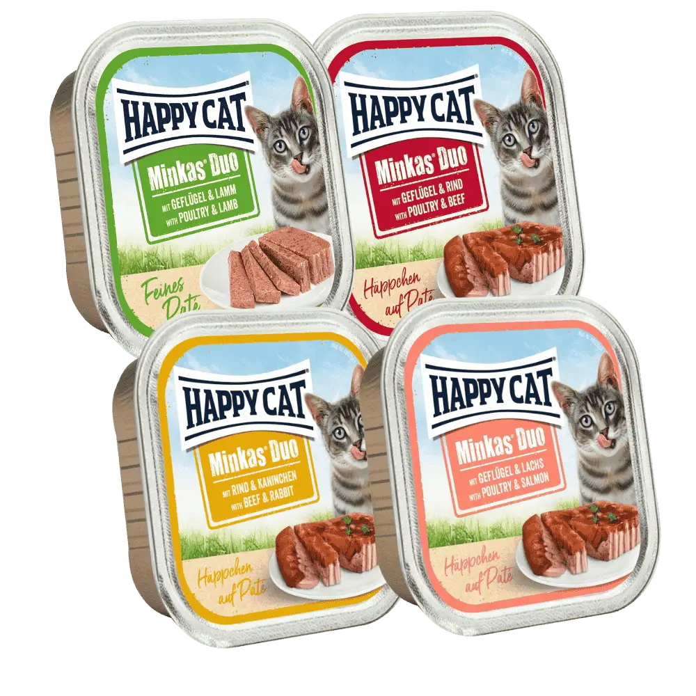 Happy Cat Minkas Dúo Menú 100 g Tarrina Paté Húmedo para Gatos
