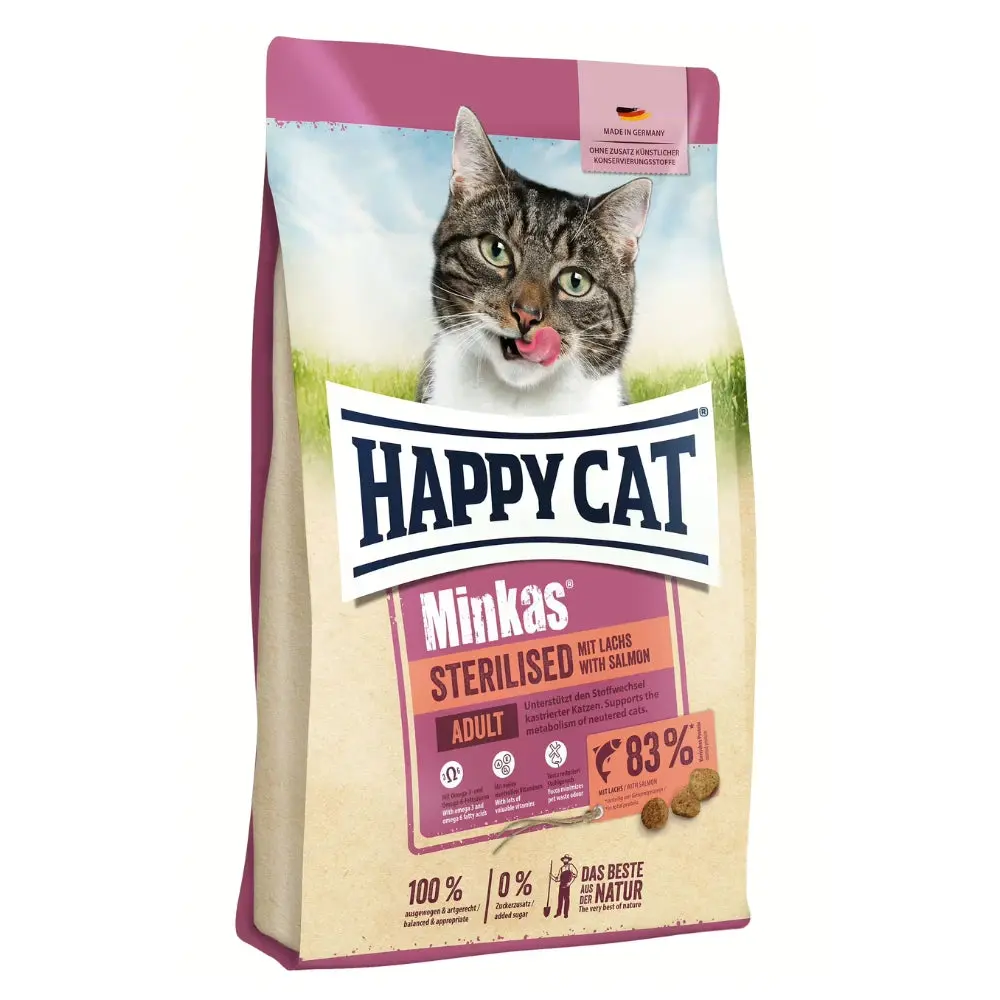 Happy Cat Minkas Sterilized Lachs Salmón Pienso para Gatos
