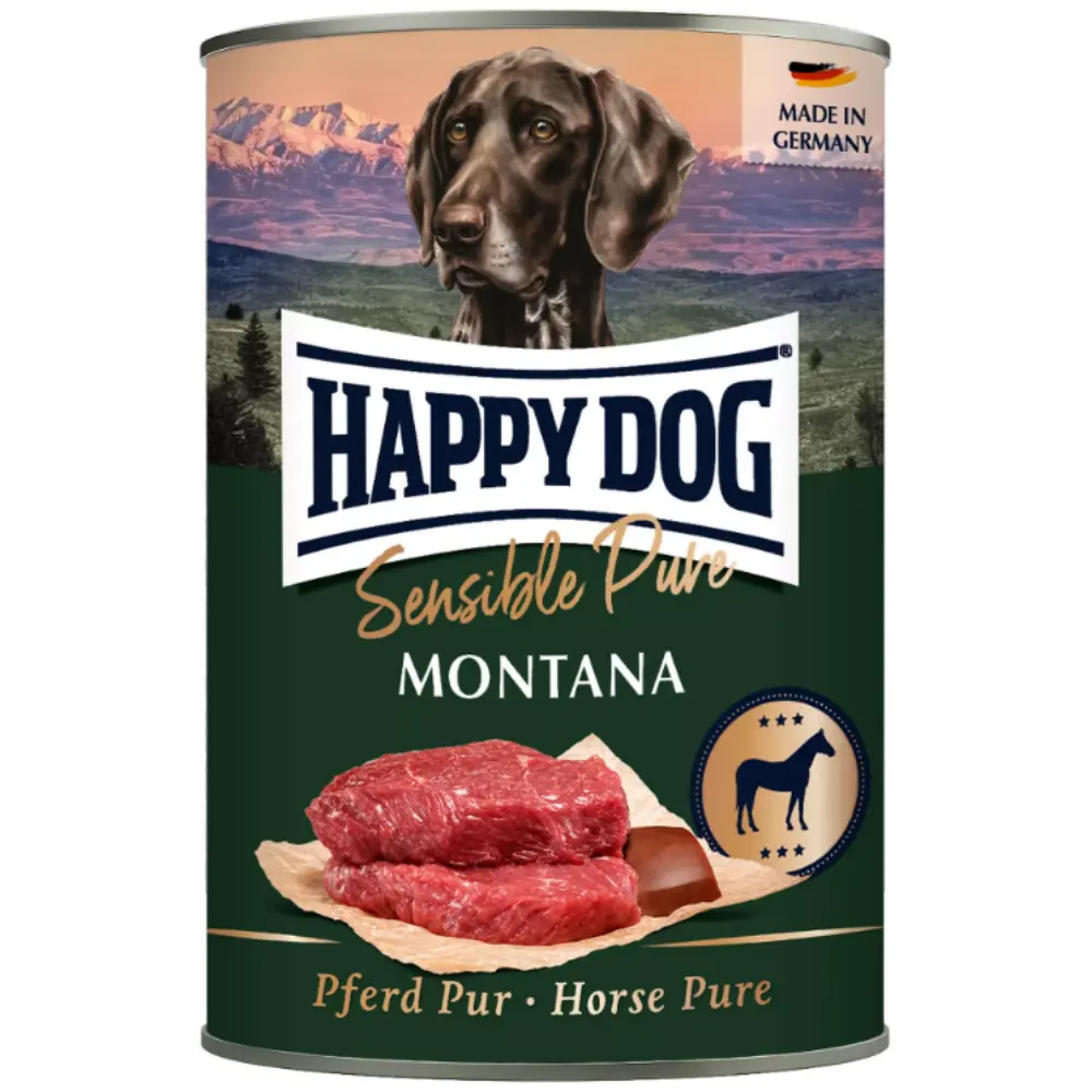 Happy Dog Sensible Pure Montana (Pferd Pur) Lata Comida Húmeda para Perros