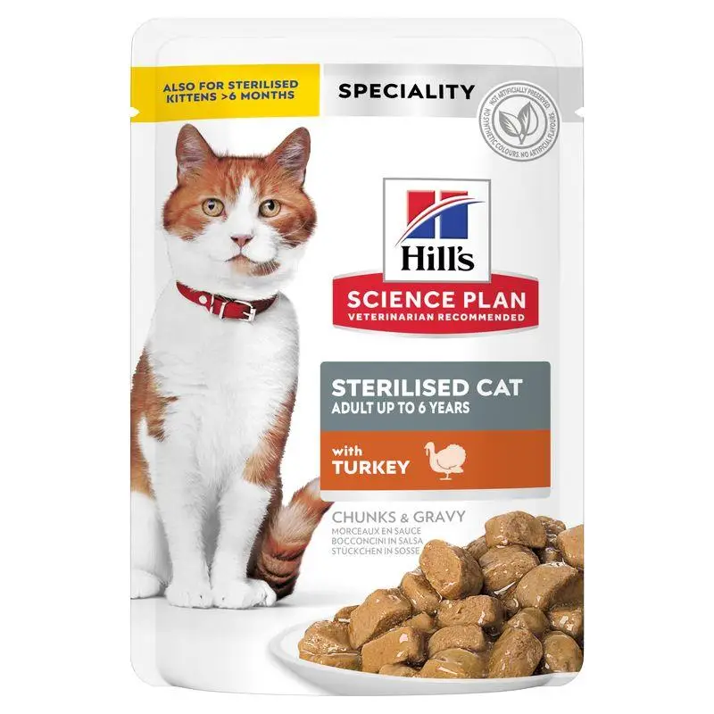 Hill'S Science Plan Sterilised Pavo 85 g Sobre Alimento para Gatos