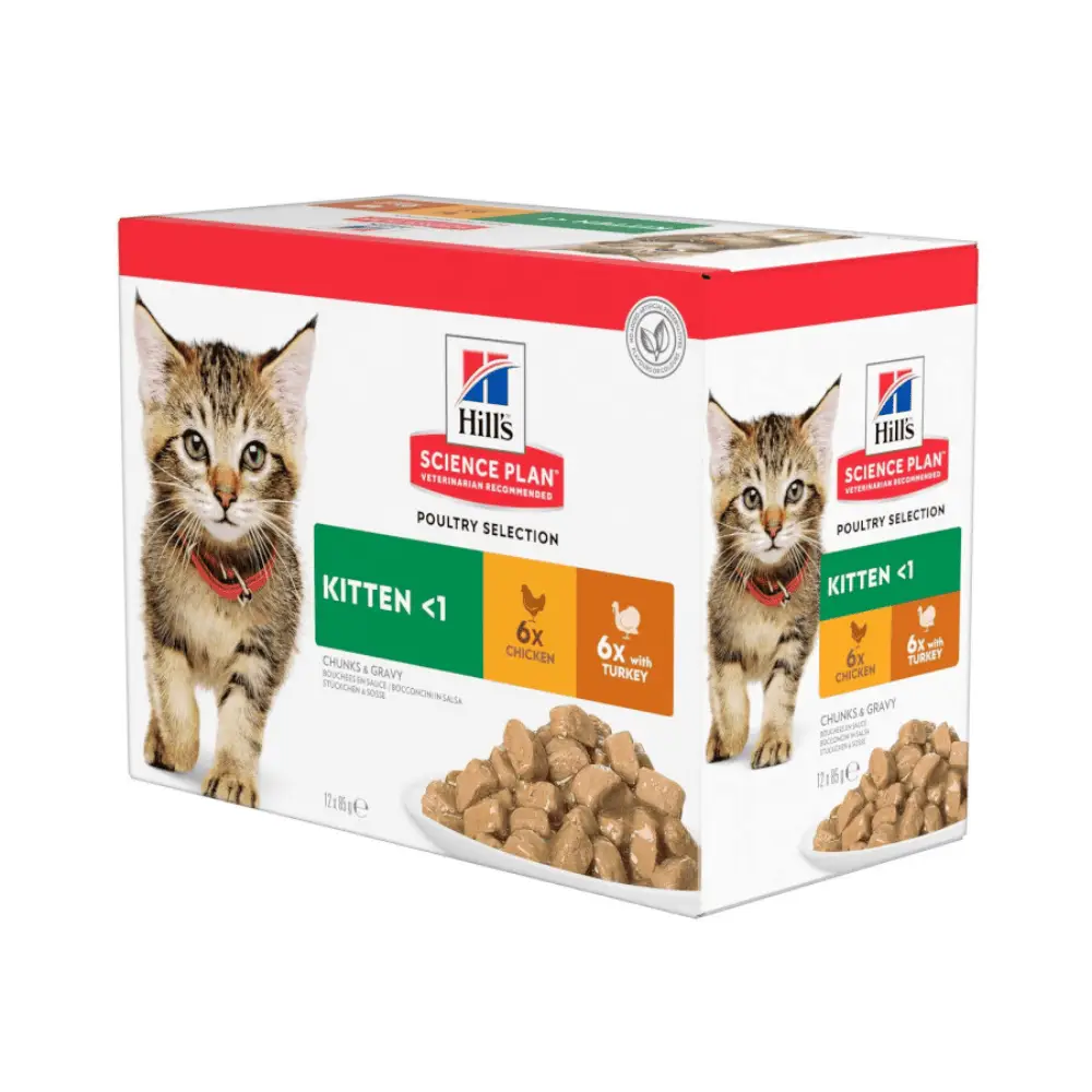Hill's Science Plan Kitten Pollo y Pavo Pack 12x85 g Comida Húmeda para Gatitos