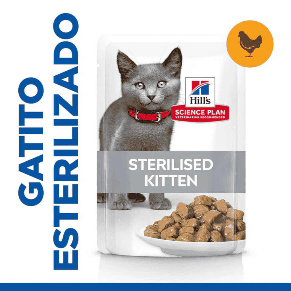 Hill's Science Plan Sterilized Kitten Pollo Pack 12x85g Húmeda para Gatos - Image 2