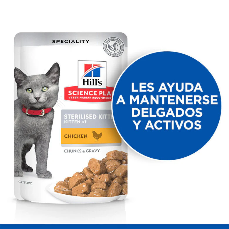 Hill's Science Plan Sterilized Kitten Pollo Pack 12x85g Húmeda para Gatos - Image 4